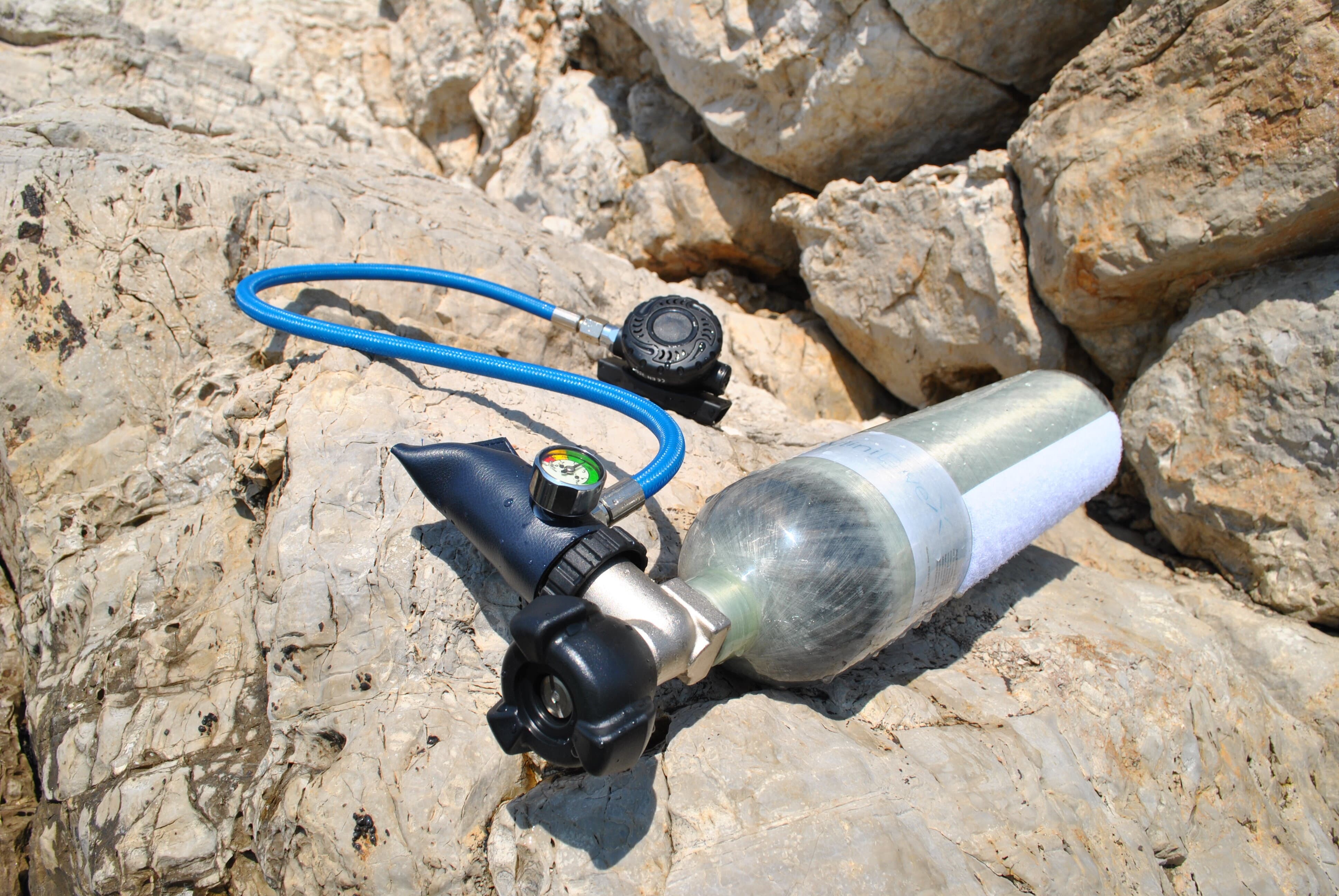 2x Small diving tank 2 L with compressor dive portable lungs