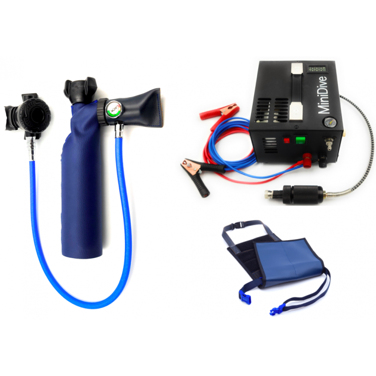 Bouteille De Plongée 5 L 300 Bar – Complète Avec Valve Mono Et Pied Blanc, Acier, 7,5 Kg, TÜV, Pour Enfants Ou Handicapés