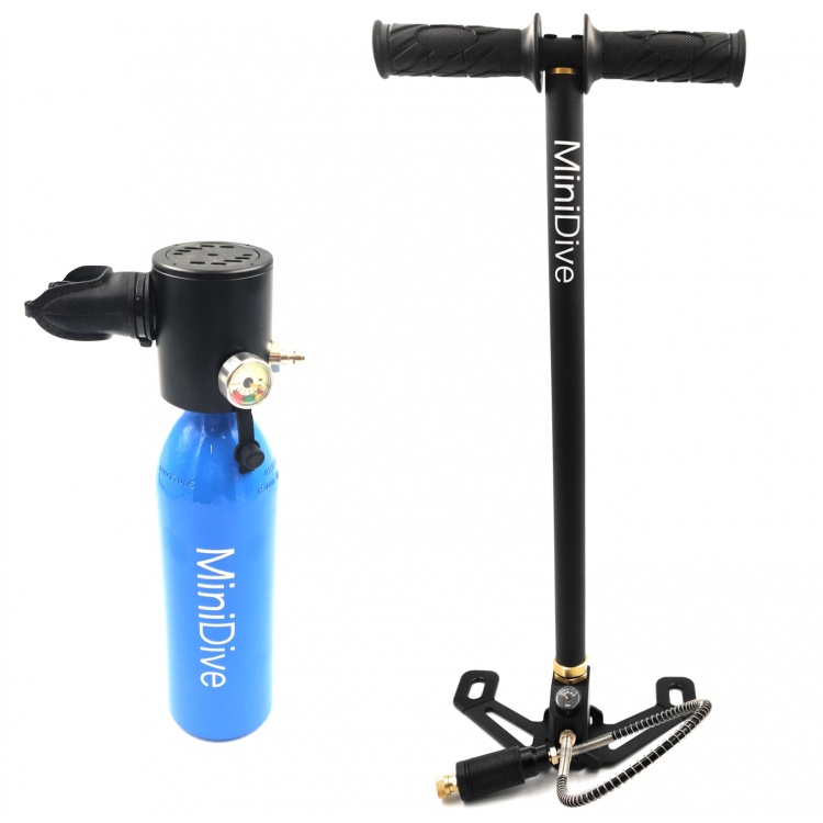 Mini scuba tank with hand pump - Starter Kit