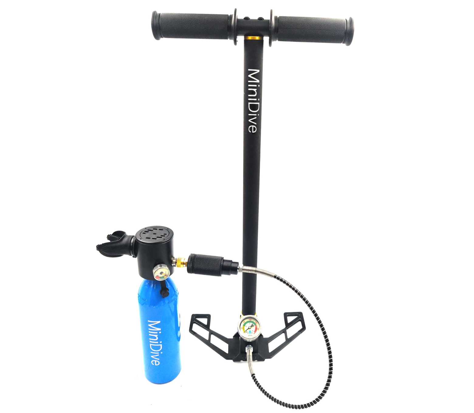 Mini scuba tank with hand pump Starter Kit