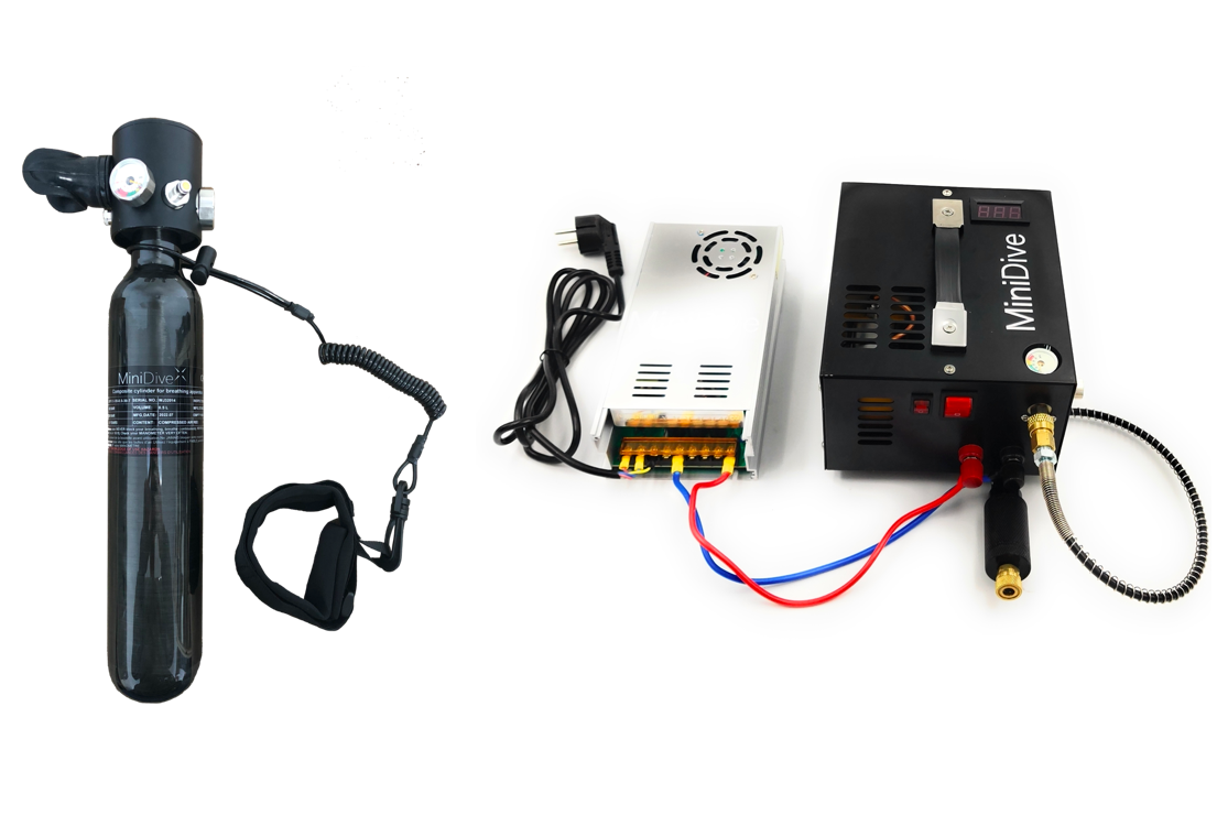 Mini scuba tank + Compressor (Diving kit)