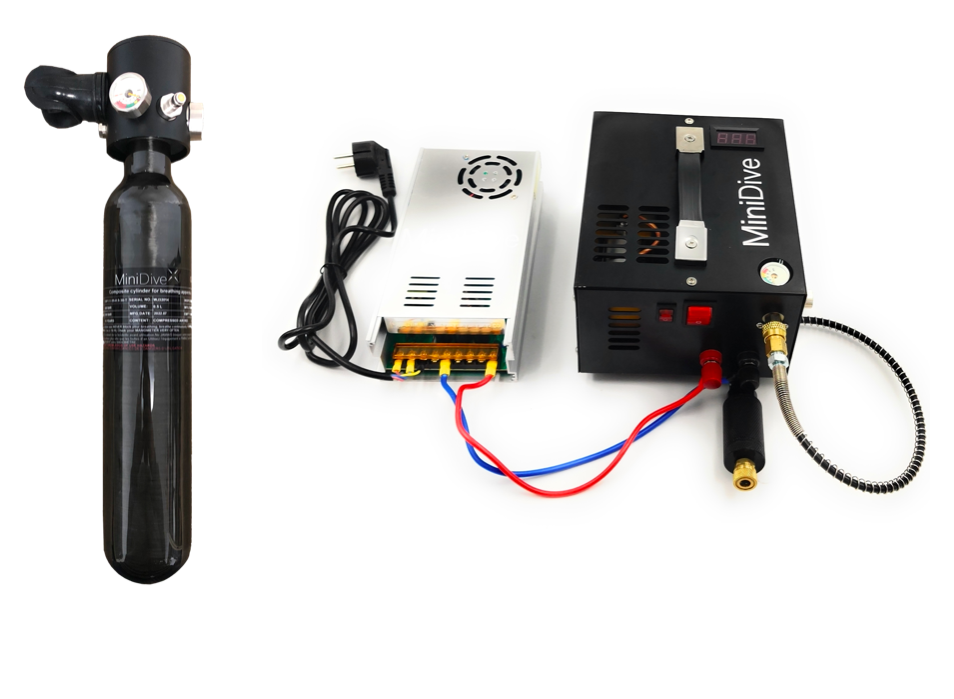 Mini bouteille de plongée + Compresseur air comprimé