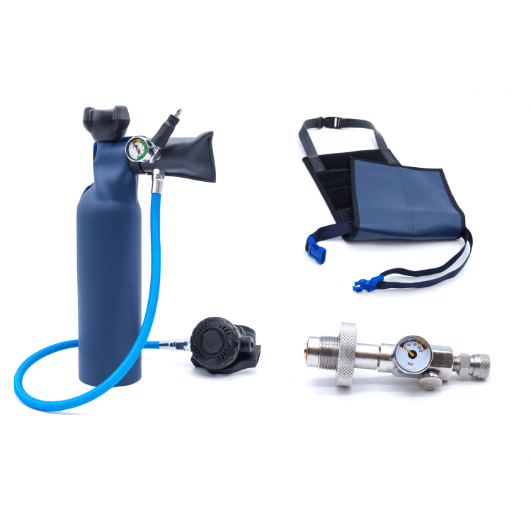 MiniDive Pro+ (0,8 L) + 1 DIN Filling station + Harness (Refurbished)